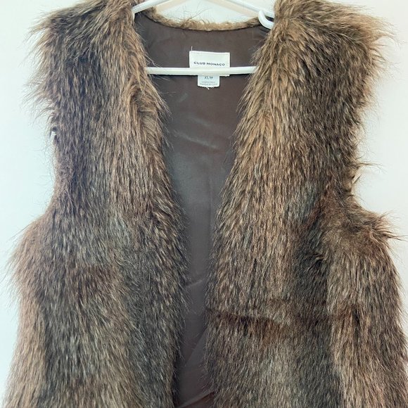 Club Monaco - Matilda Faux Fur Vest || Brown Shade - Picture 1 of 6